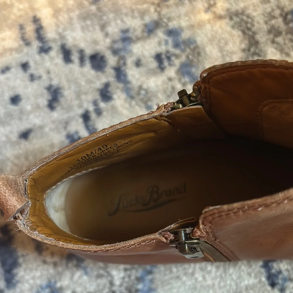 Lucky Brand Brown Ankle Boots with Low Heel - Picture 2 of 6